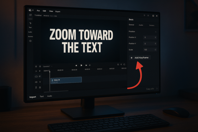 text zoom in keyframe