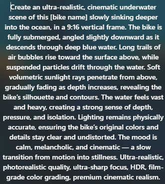 scene 2 prompt bike underwater trend