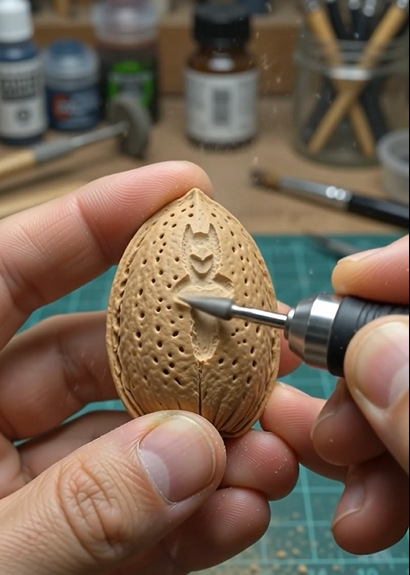 almond shell carving video free