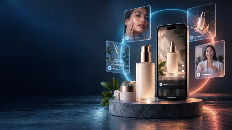 AI video ad format for an ecommerce product shown on a smartphone