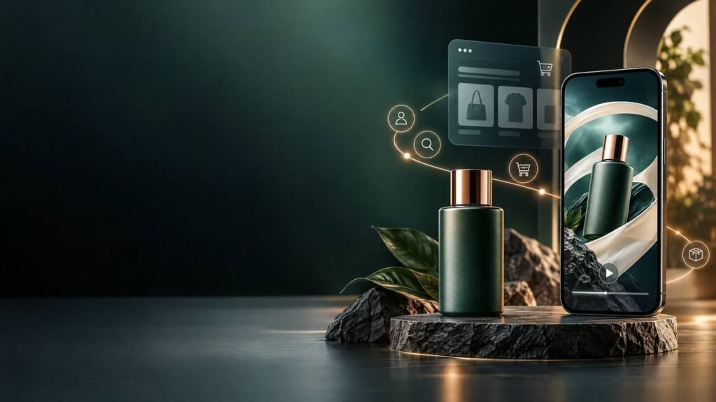 AI video ads for Shopify stores showing a product on a smartphone