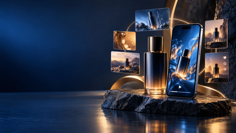 AI video marketing showing ecommerce products in a social media campaign